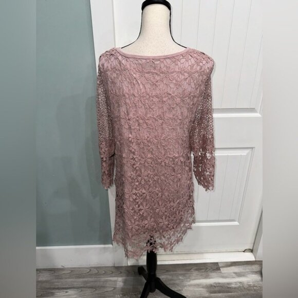 Ali Miles Mauve Pink Lace tunic top size medium - Picture 4 of 7
